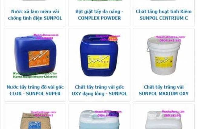 Các loại hóa chất giặt là thường được sử dụng