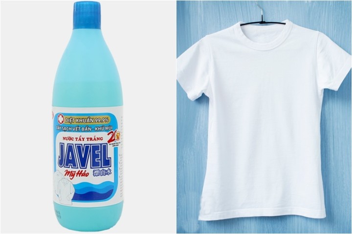 Step 1: Thuốc tẩy trắng mốc quần áo Javen (Javel)